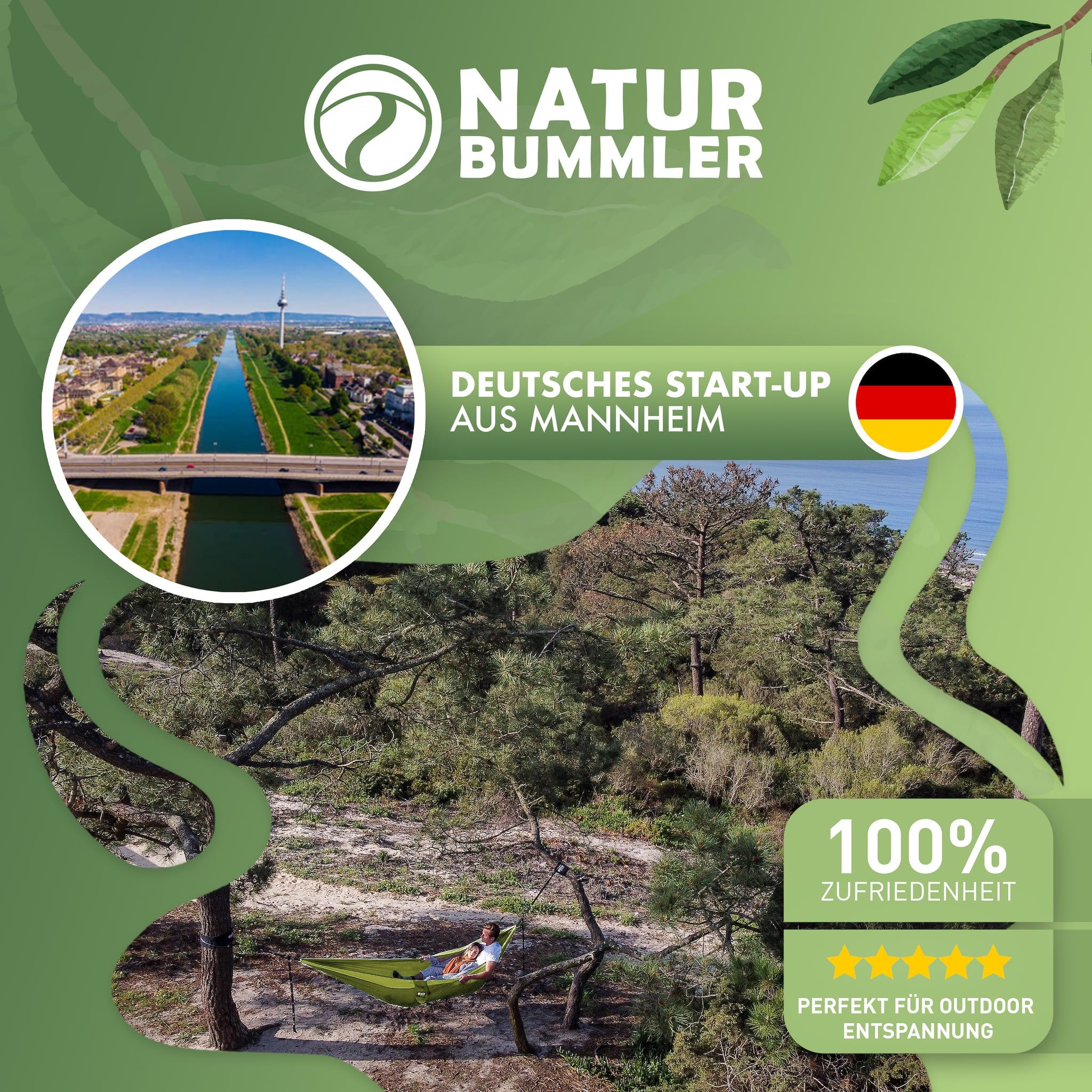 Naturbummler 300 x 170 Hängematte mit Baumschutzmatten