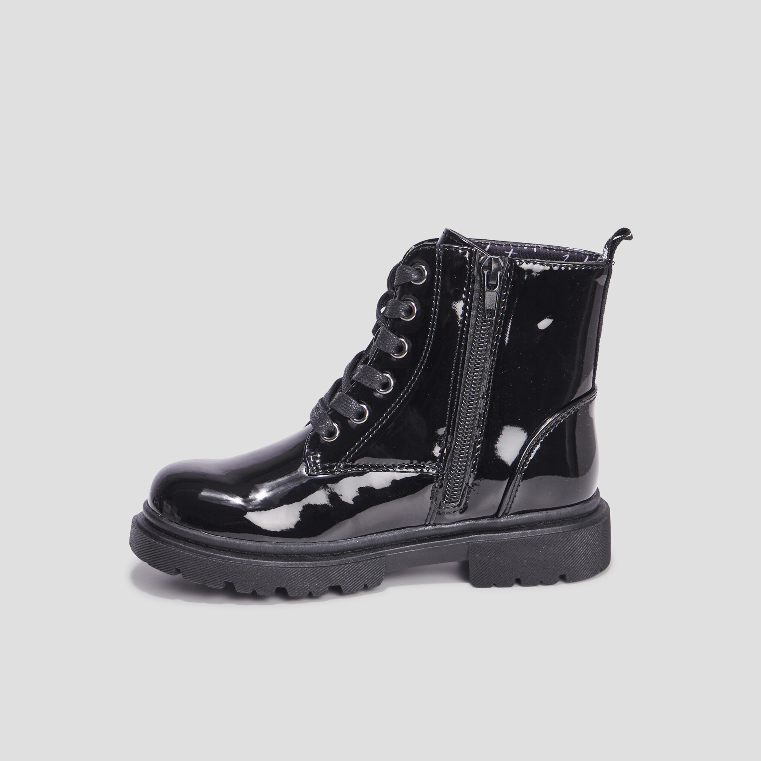 Bottines crantées zippées à paillettes noir fille | La Halle