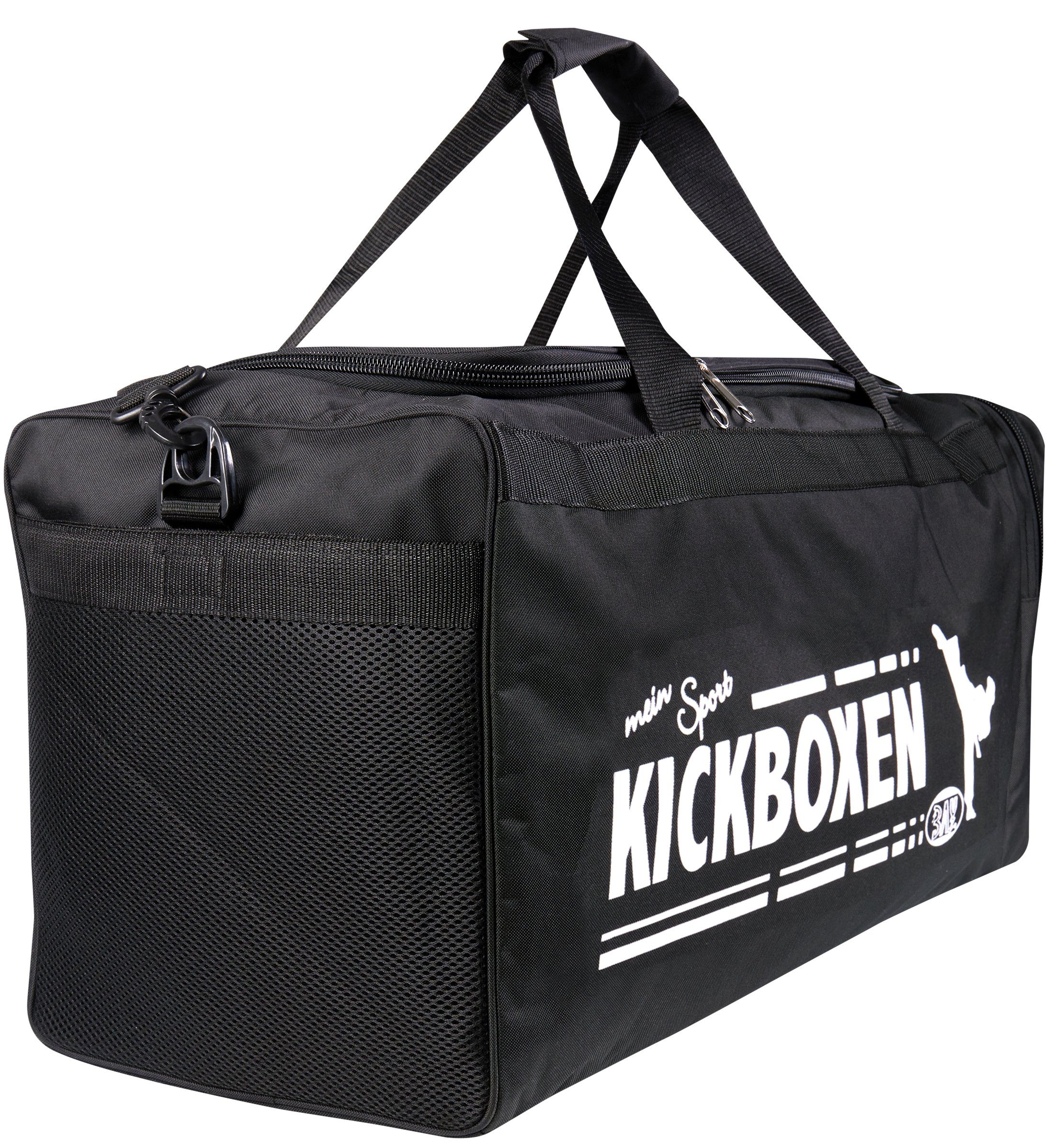 BAY-Sports Sporttasche Mein Sport Kickboxen Tasche Kampfsport Trainingstasche groß Kick-Boxen (Ihre Leidenschaft), 70 cm, XL, Aufwändig bedruckt, Seitenfächer, Schultergurt