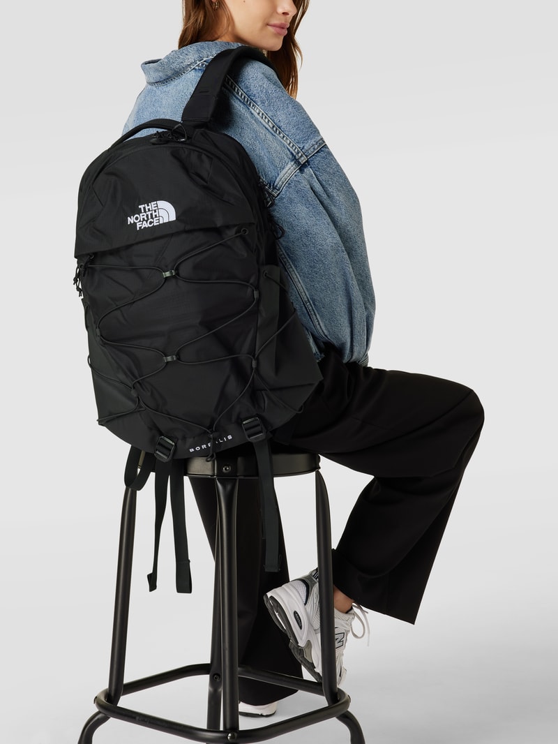Rucksack mit Label-Detail Modell 'BOREALIS' in schwarz