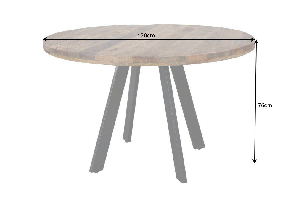 riess-ambiente Esstisch IRON CRAFT 120cm natur, Küchentisch · Massivholz · rund · Mangoholz