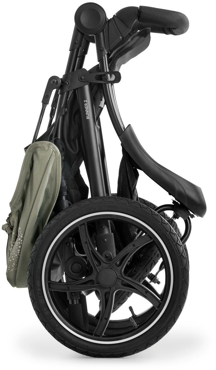 Hauck Dreirad-Kinderwagen Runner 2 Mickey Mouse olive, Kinderwagen, Jogger mit schwenk- und feststellbarem Vorderrad