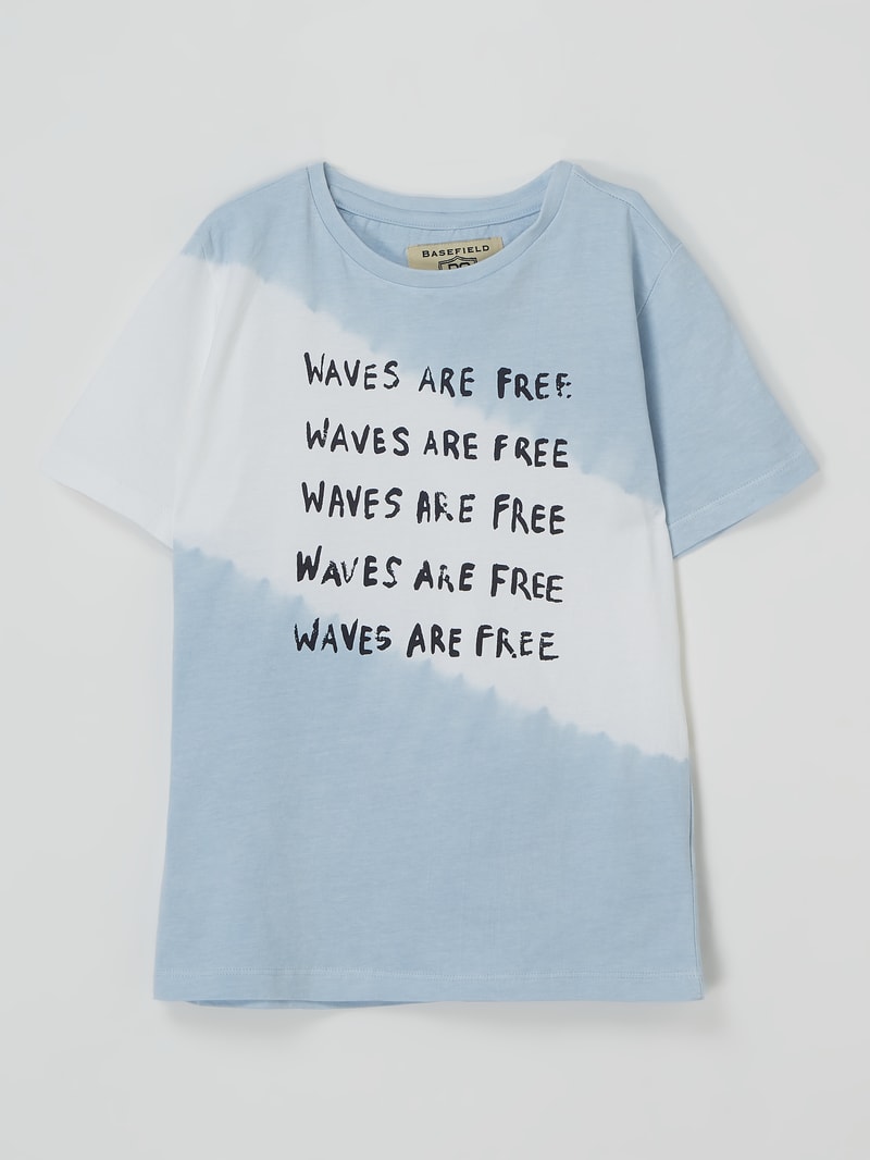 T-Shirt mit Message in hellblau
