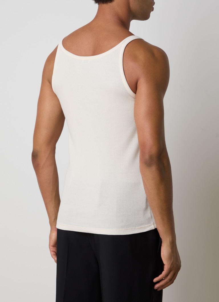 Saint Laurent Tank top with ribbed structure and logo embroidery