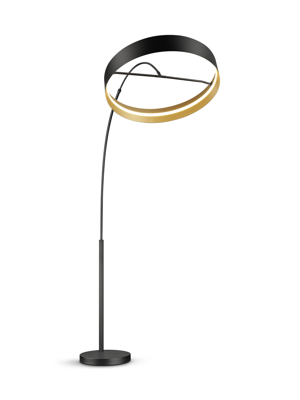 Bogenstehleuchte Loop Schwarz-Gold