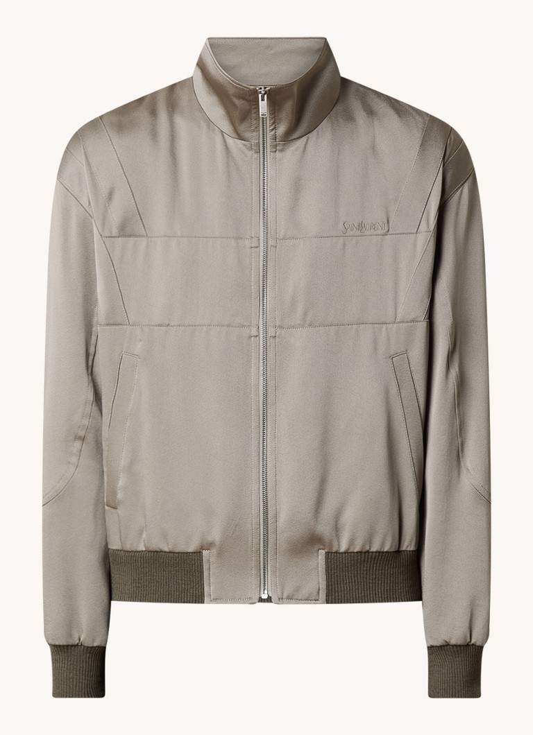 Saint Lauren Teddy satenska bomber jakna s bočnim džepovima