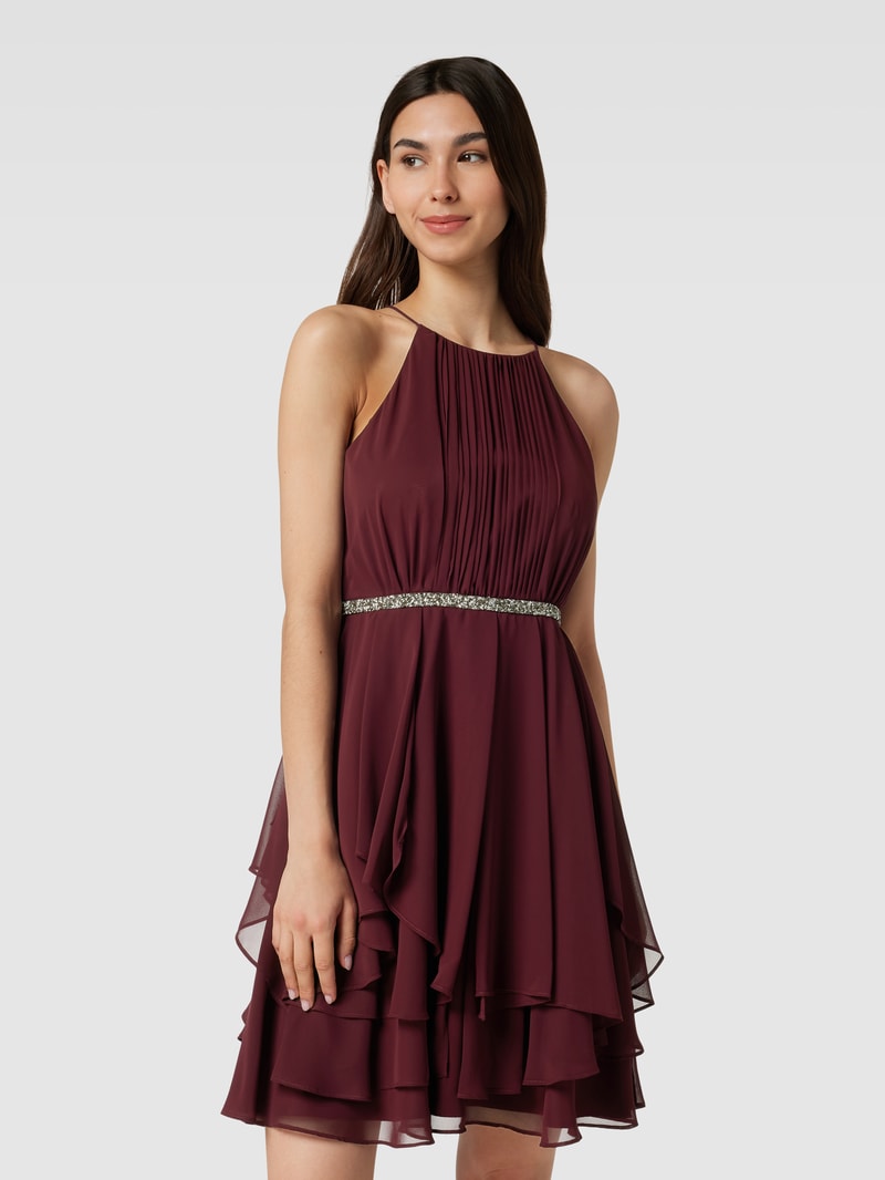 Cocktailkleid mit Volants in bordeaux rot