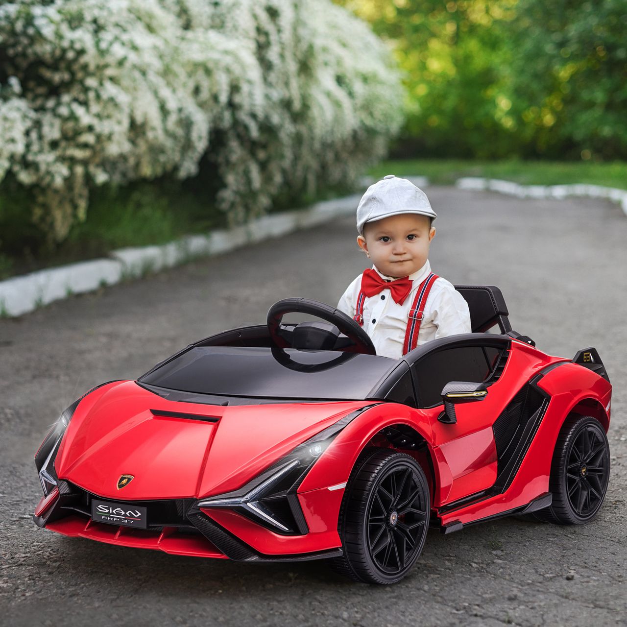HOMCOM Kinderfahrzeug 2 Fahrmodi SIAN SUV-Auto-Spielzeug Elektroauto mit Fernbedienung extra breiten Reifen Musik(MP3/USB) Licht 3–5 Jahre PP Metall Rot 108 x 62 x 40 cm