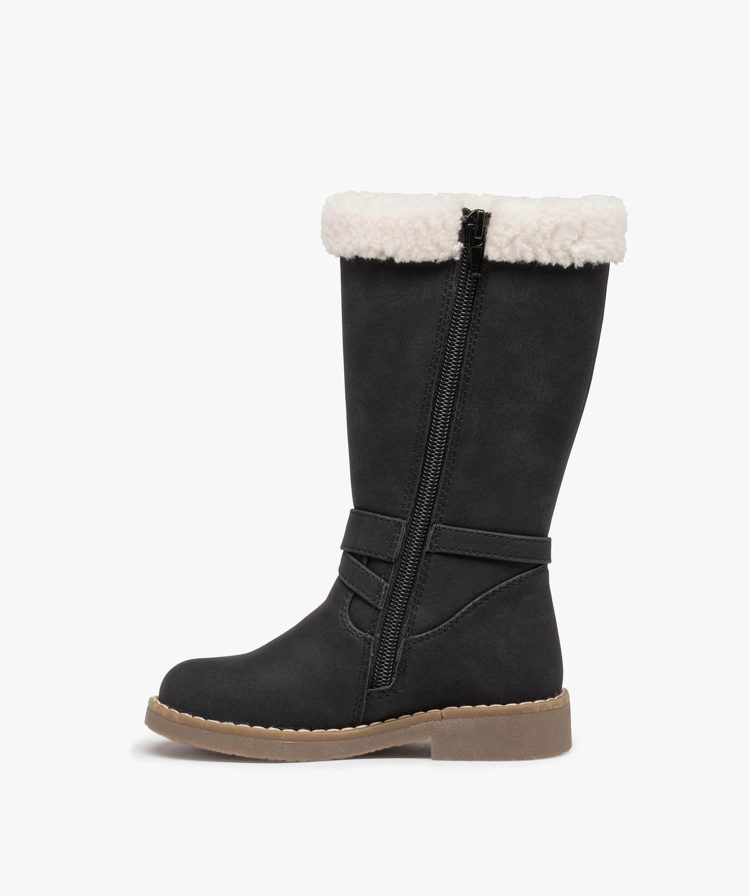 Bottes fille unies à bordures en sherpa noir | GEMO