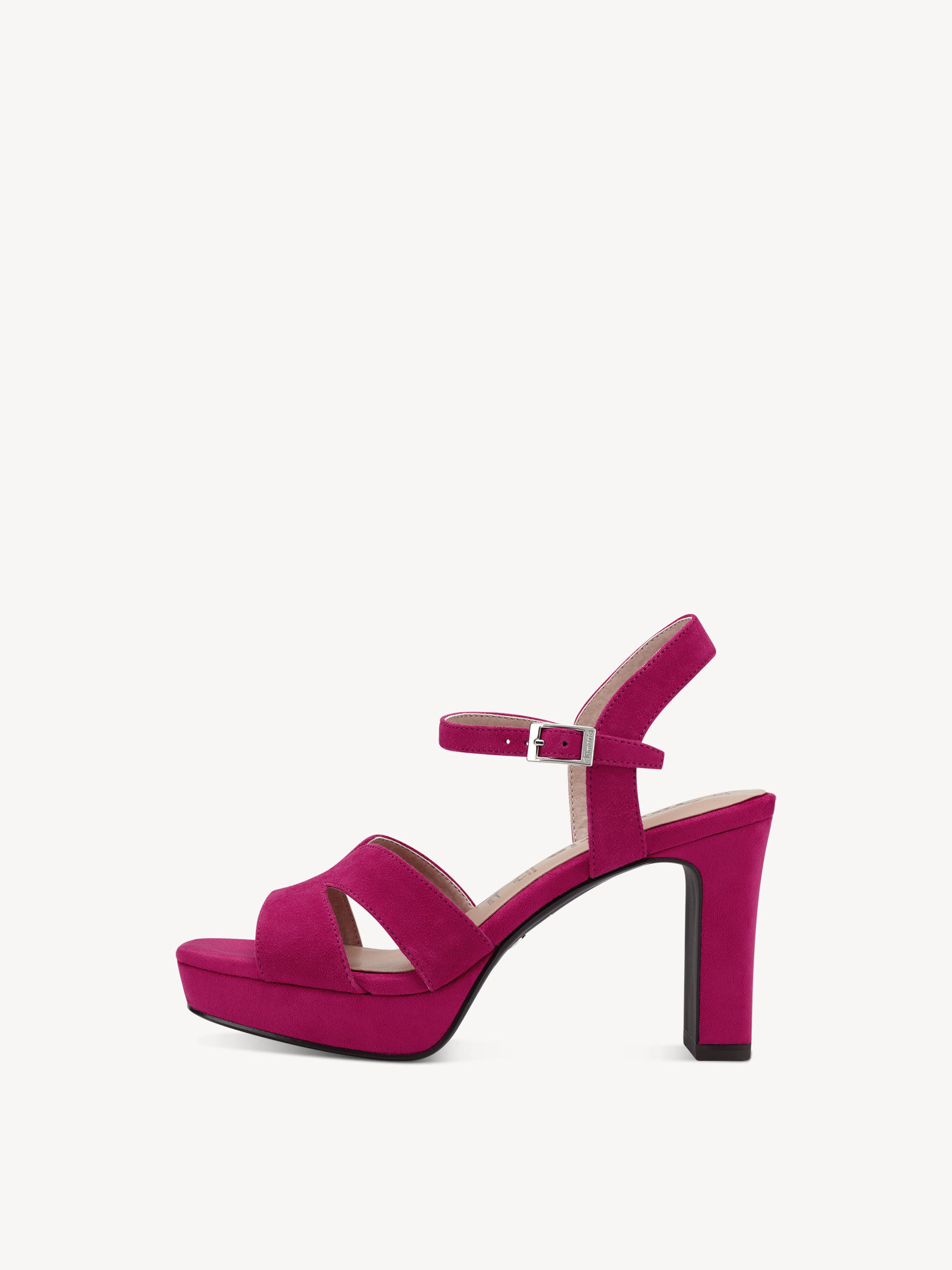 Sandale à talon en cuir - rose fuchsia