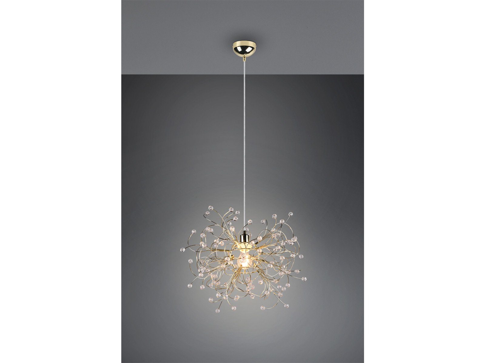 meineWunschleuchte LED Pendelleuchte, Dimmfunktion, LED wechselbar, warmweiß, ausgefallene Designer Lampen für über-n Esstisch hängend, Gold Ø 52cm