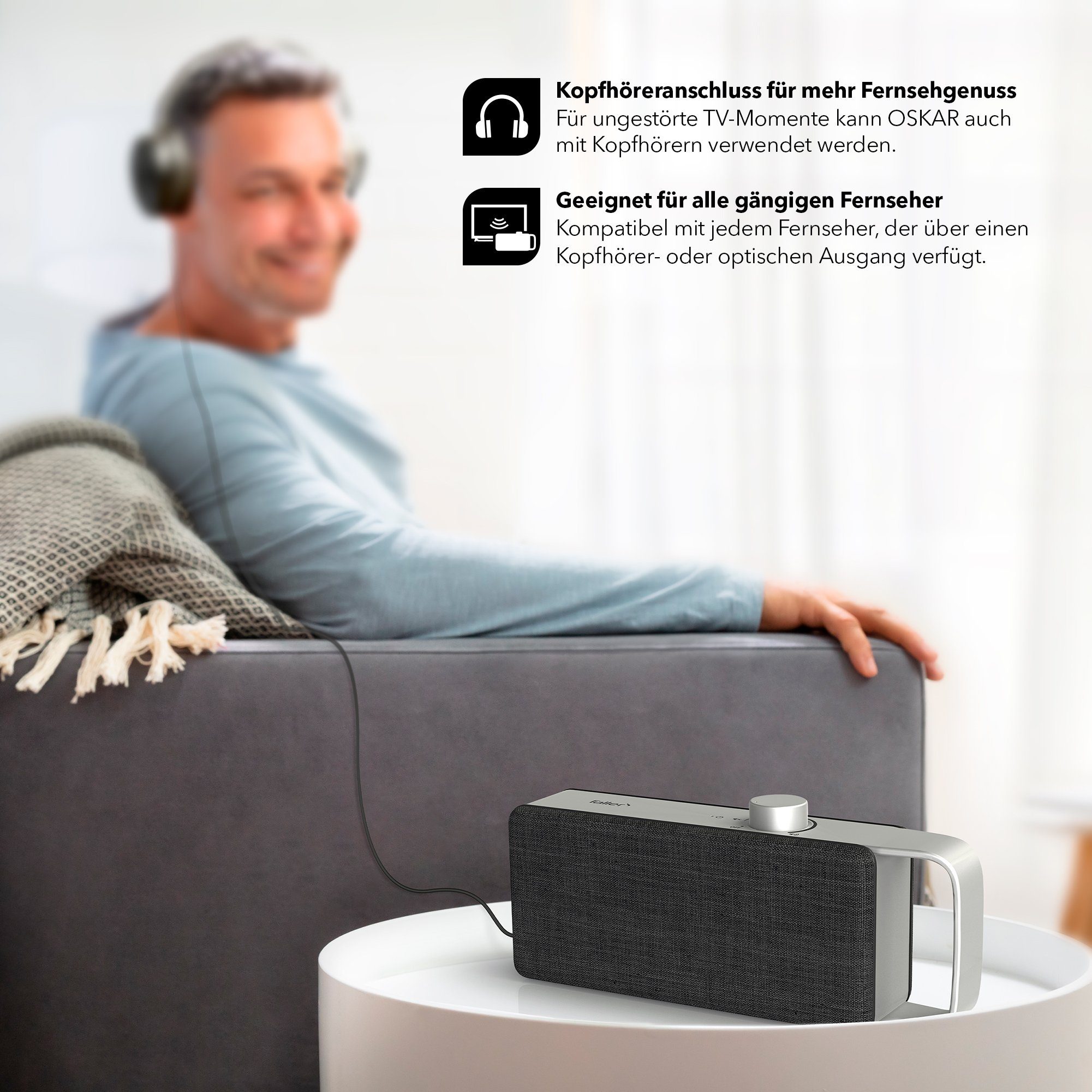 faller audio OSKAR Sprachverstärker, Hörverstärker für den Fernseher Wireless Lautsprecher