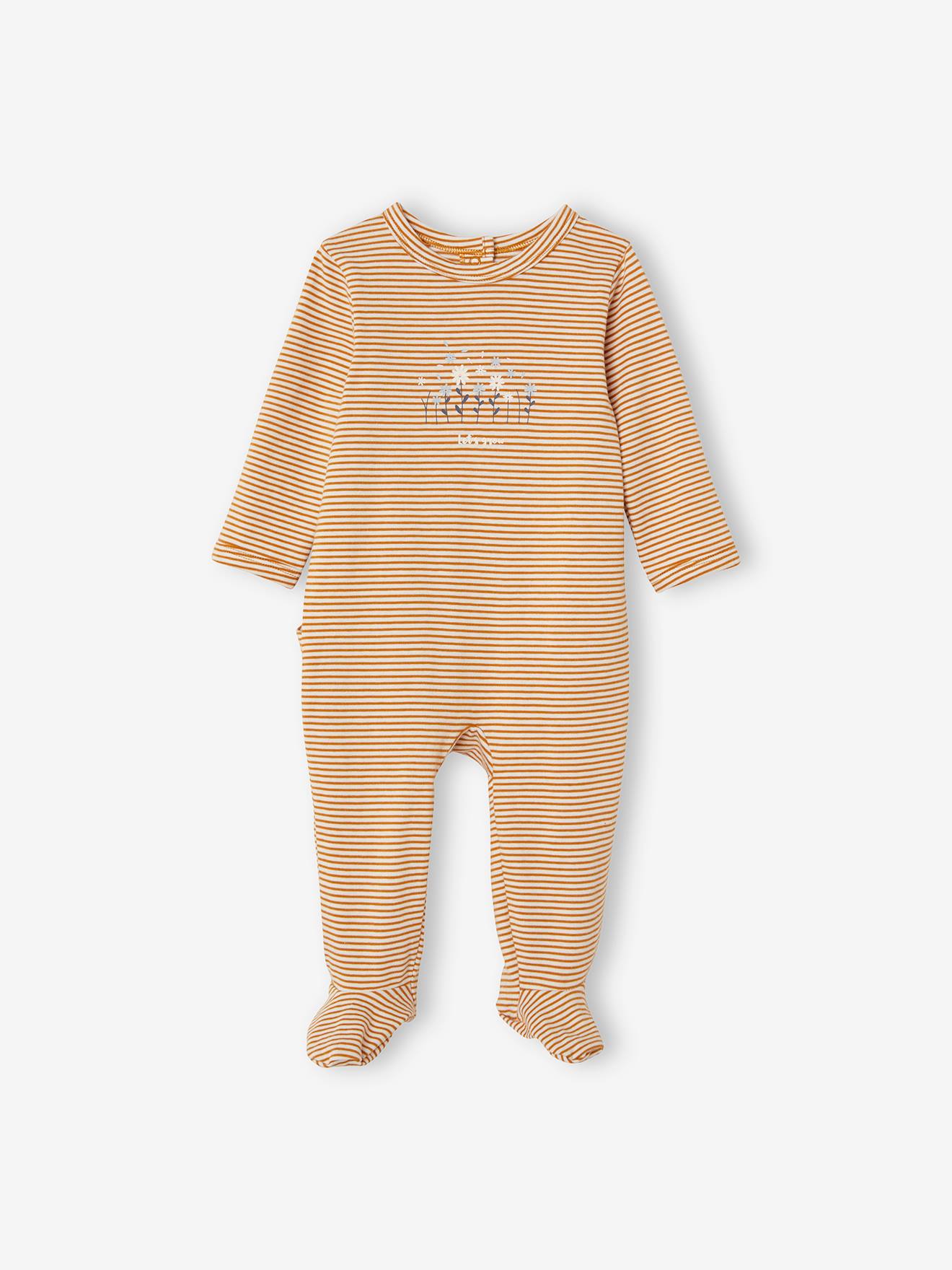 Lot de 3 pyjamas en coton bébé ouverture dos lot ivoire
