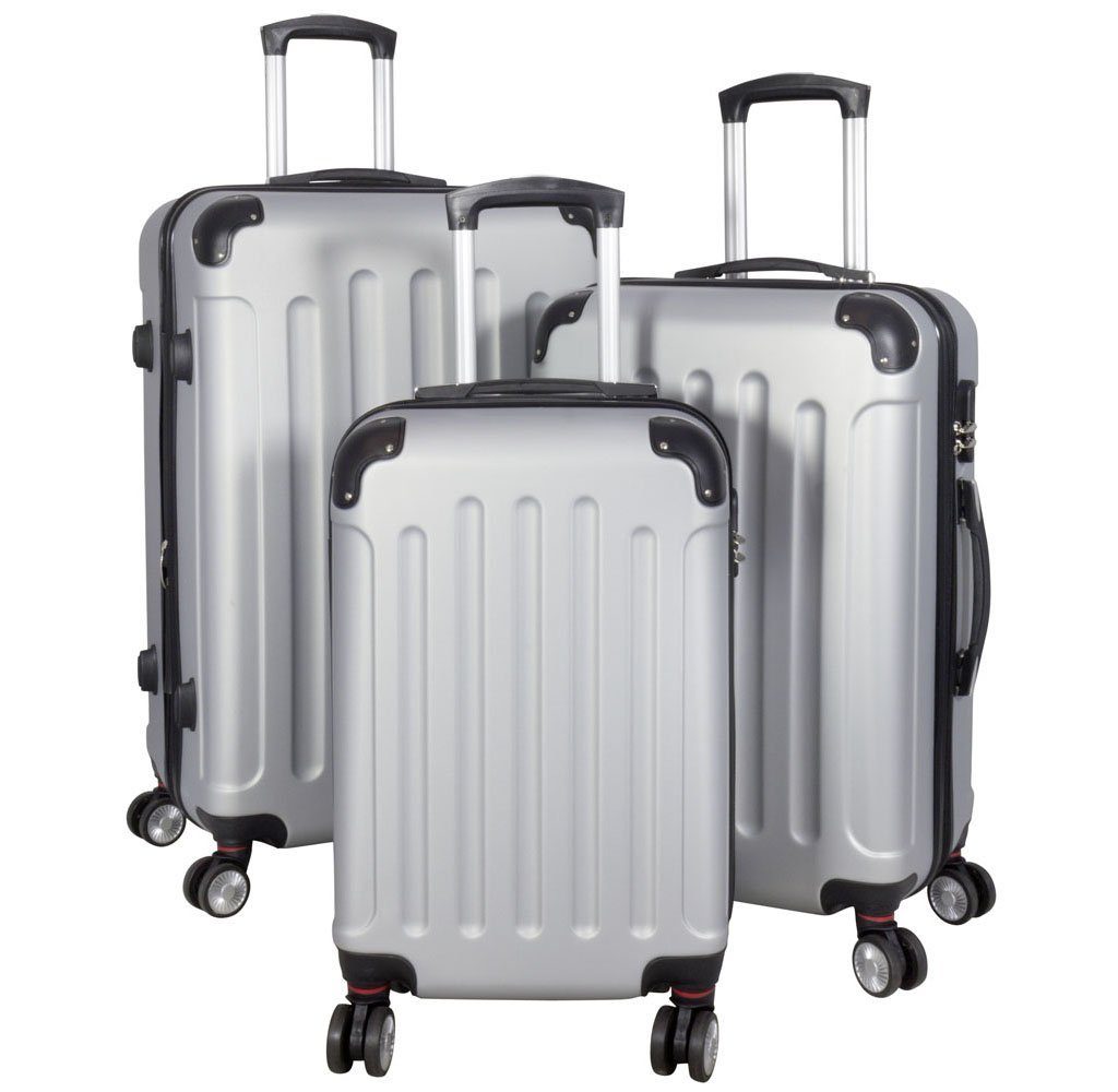 MONOPOL® Hartschalen-Trolley Hartschalen-Trolley Reisekoffer ABS Hartschalenkoffer 4 Doppelrollen, Hartschale & Zahlenschloss & 4 Doppelrolle