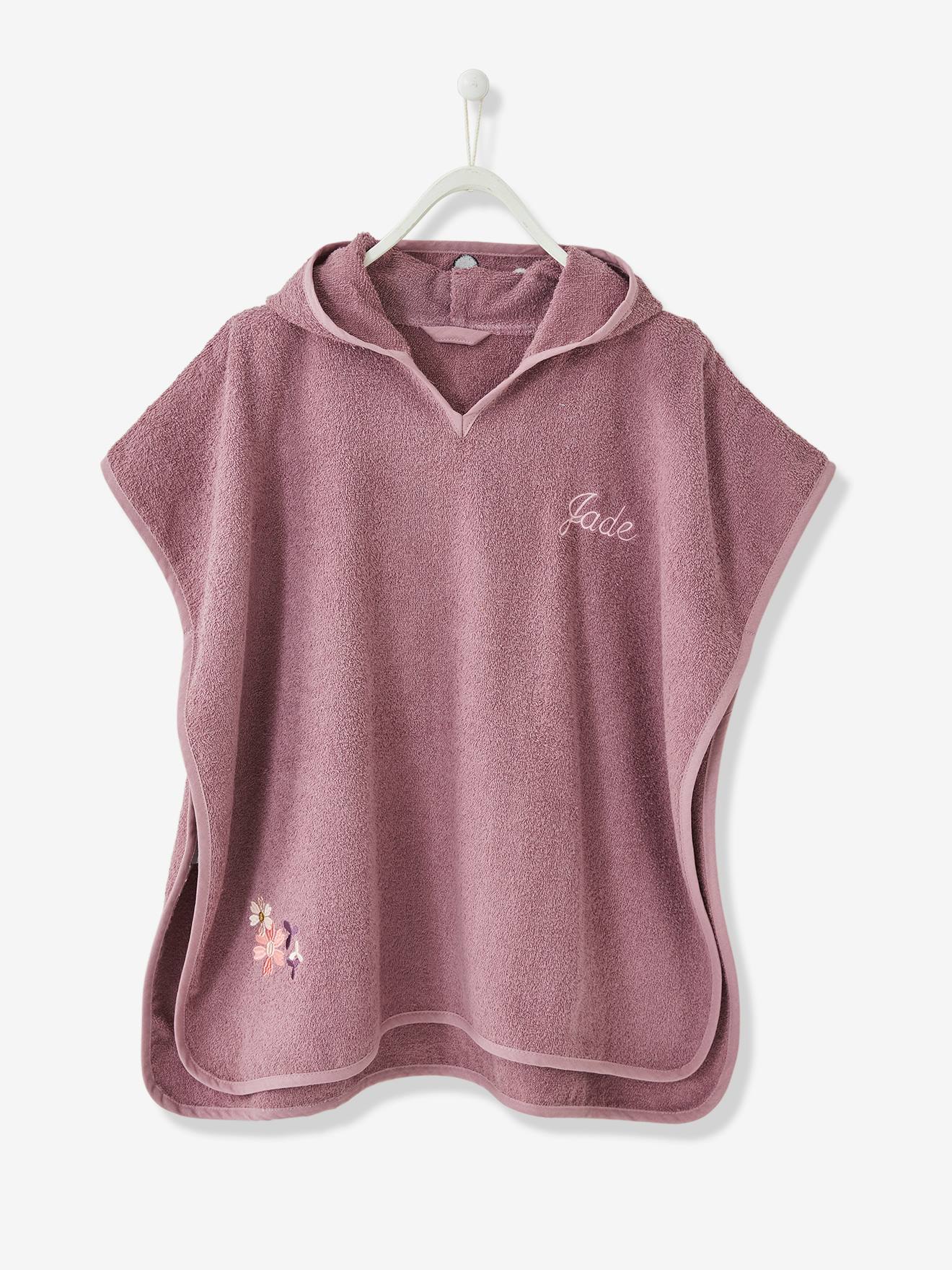 Poncho de bain personnalisable Biche parme