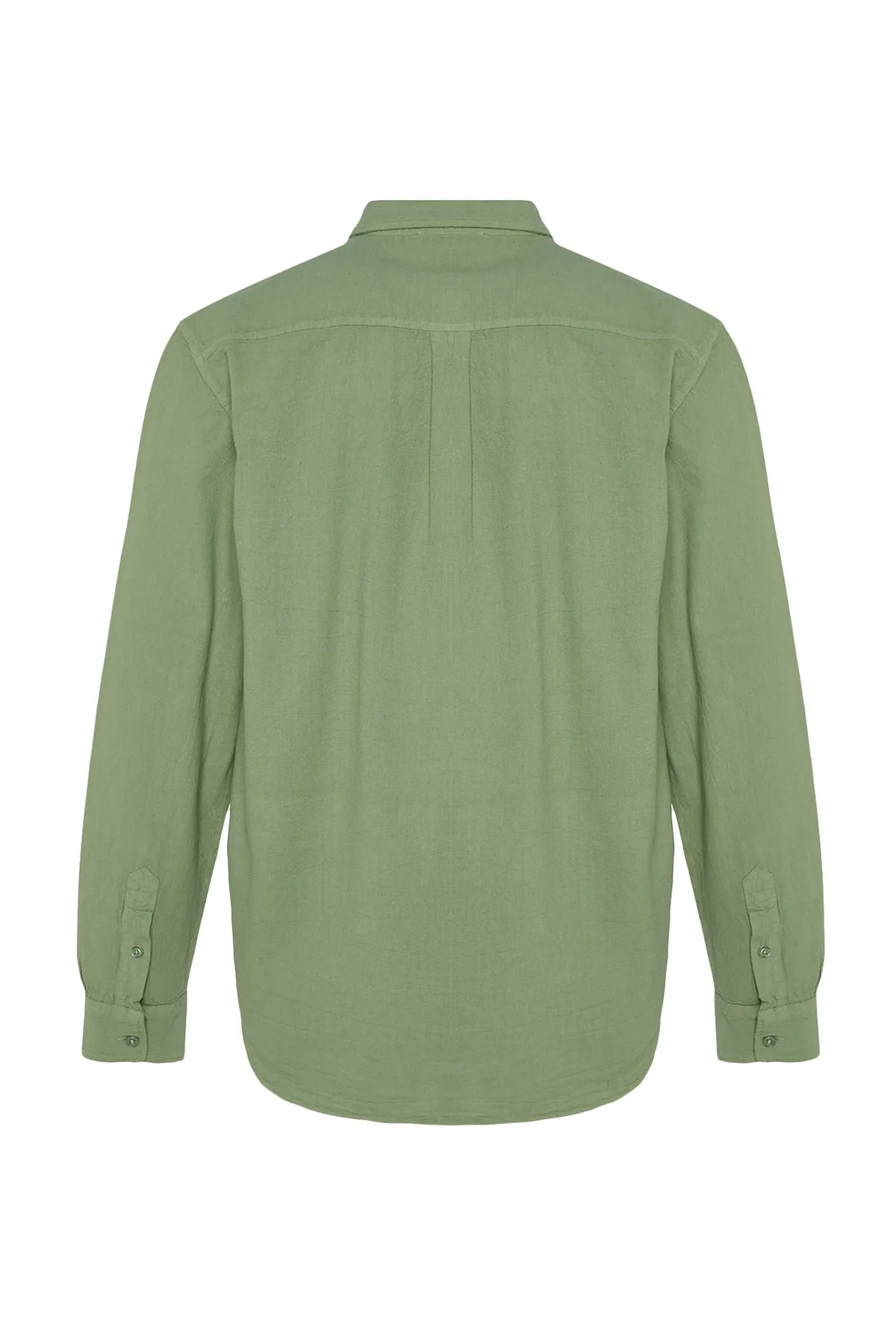 Trendyol Collection  Khakifarbenes Unisex-Hemd mit regulärer Passform aus 100 % Baumwolle und Leinenoptik TMNSS23GO00099