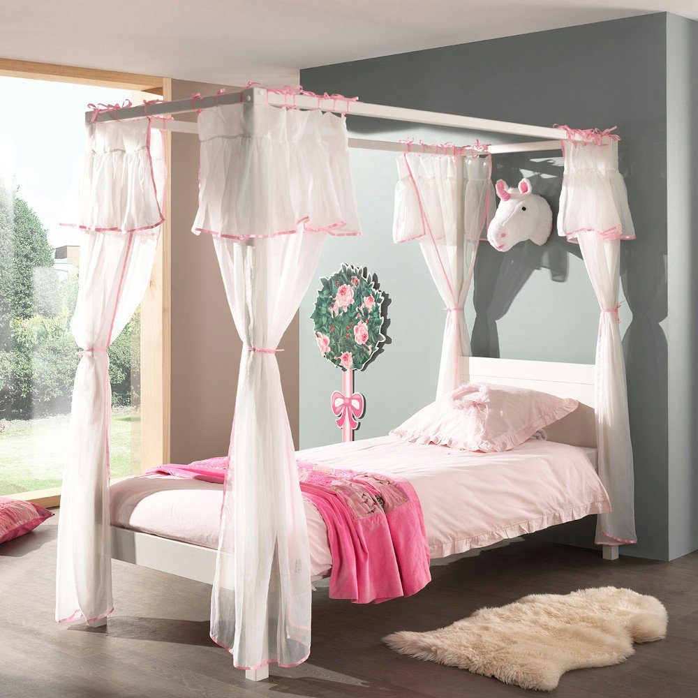 Kindermöbel 24 Himmelbett Leonore inkl. Rolllattenrost Kiefer
