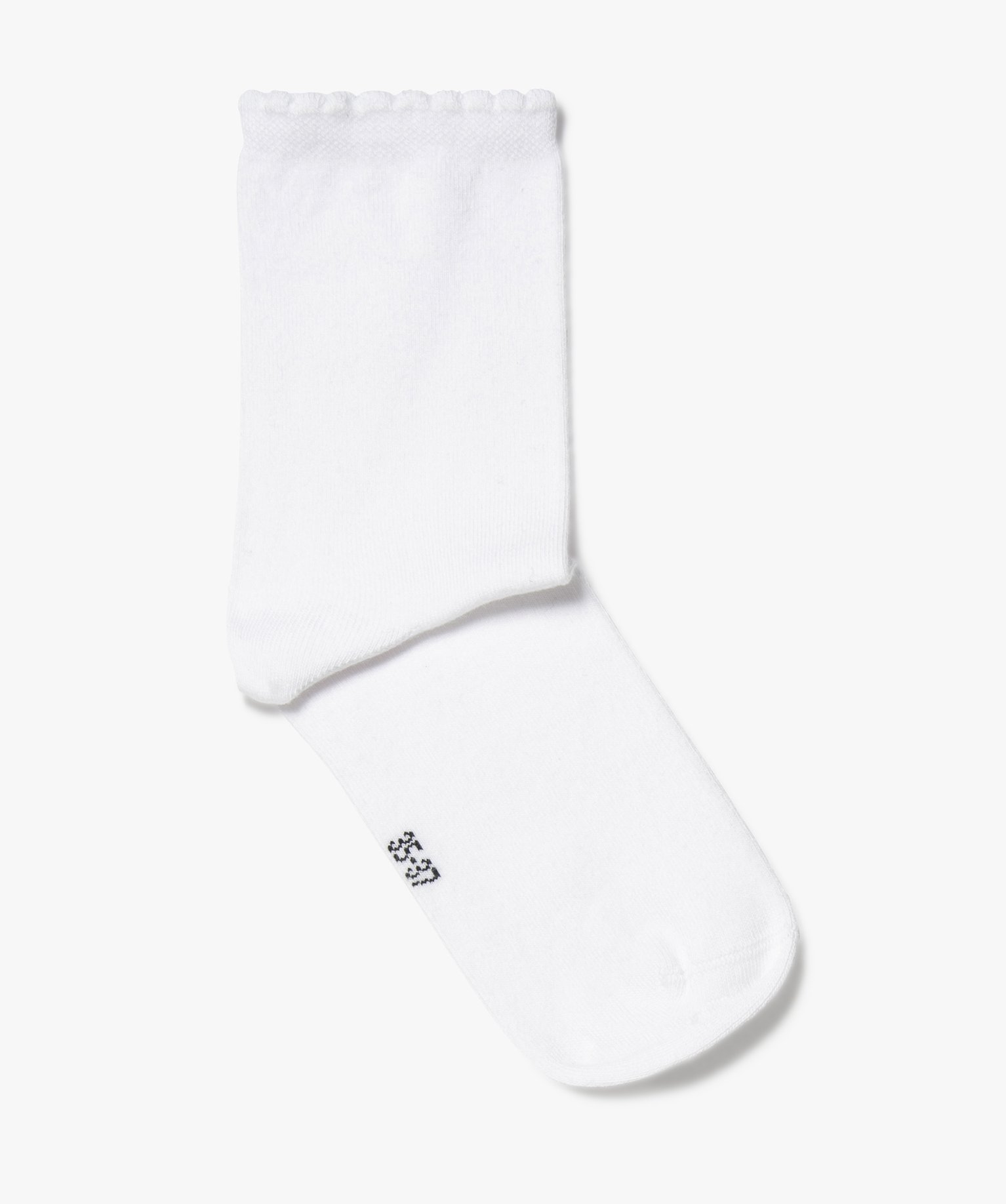 Chaussettes femme avec finition dentelée en haut de la tige... blanc | GEMO