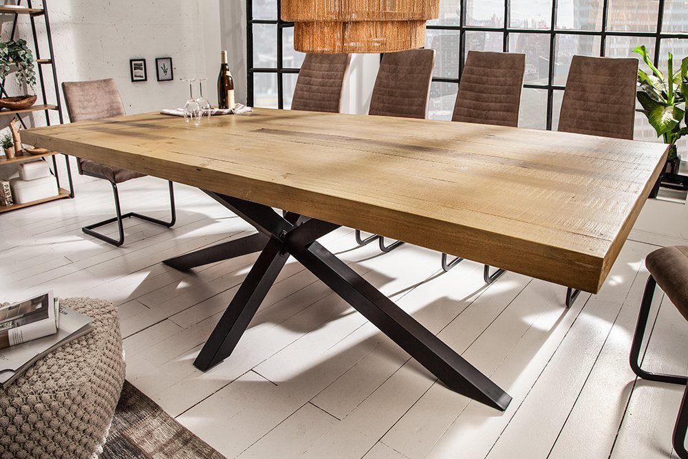 riess-ambiente Esstisch GALAXIE 200cm vintage braun / schwarz (Einzelartikel, 1-St), recyceltes Massivholz · Metall · Industrial · Pinie