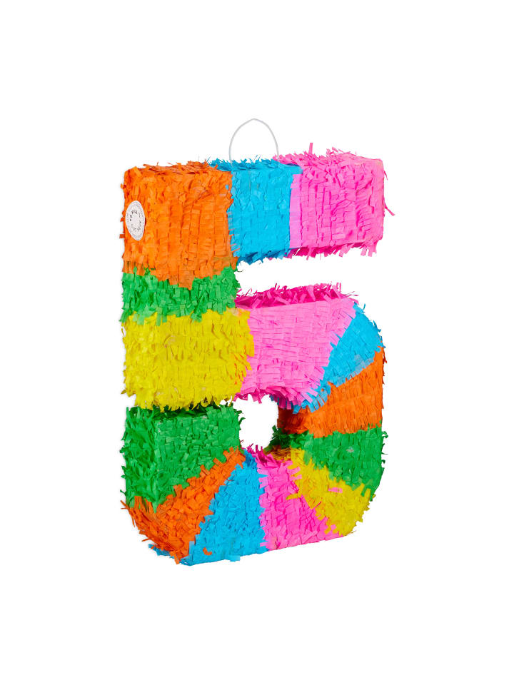 relaxdays Pinata Zahl 5 in Bunt günstig kaufen onesize