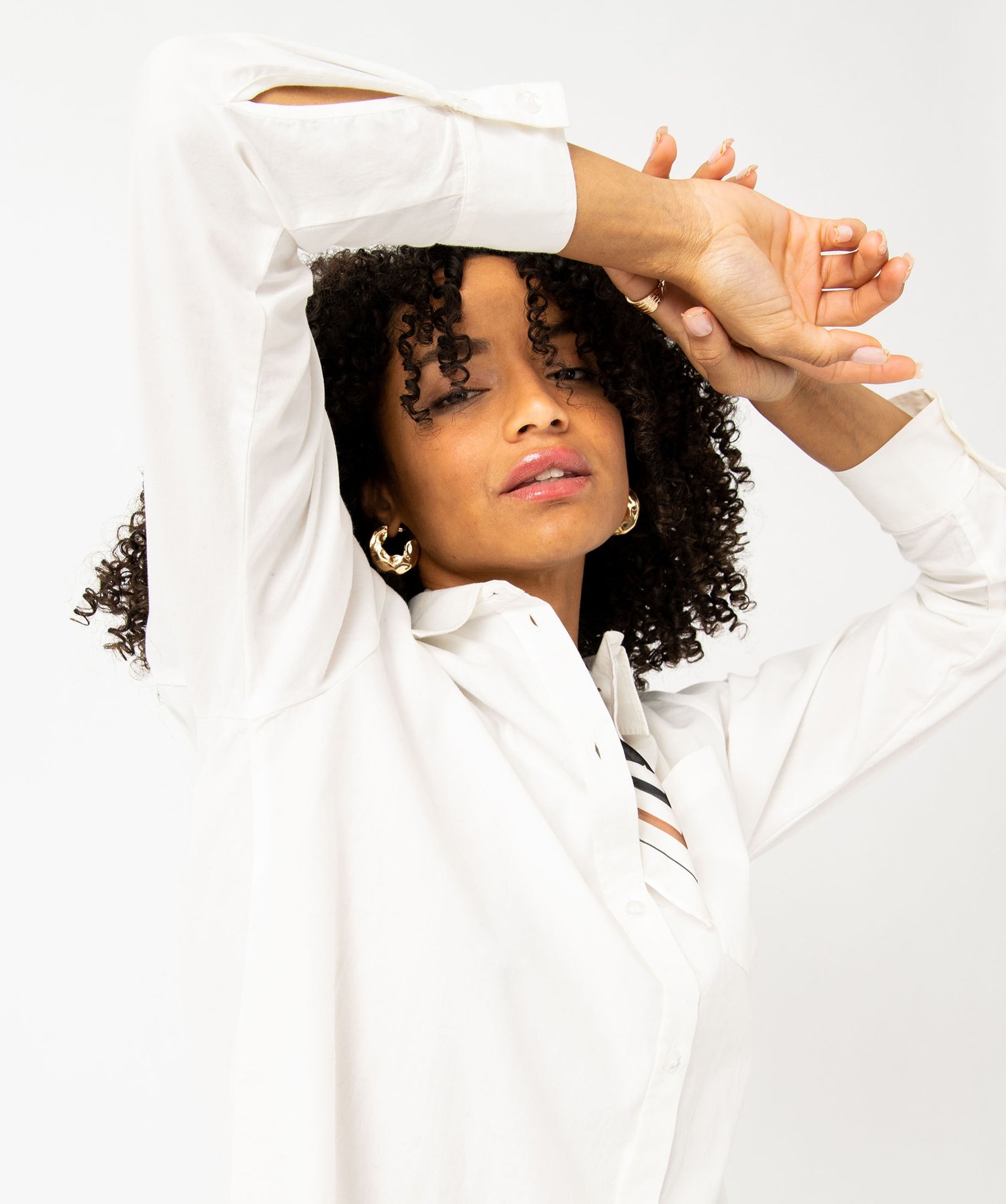 Chemise ample en coton uni femme blanc | GEMO