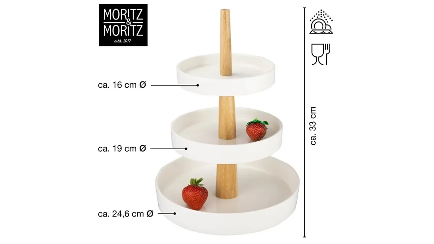Moritz & Moritz Etagère rund mit Holzstange weiß