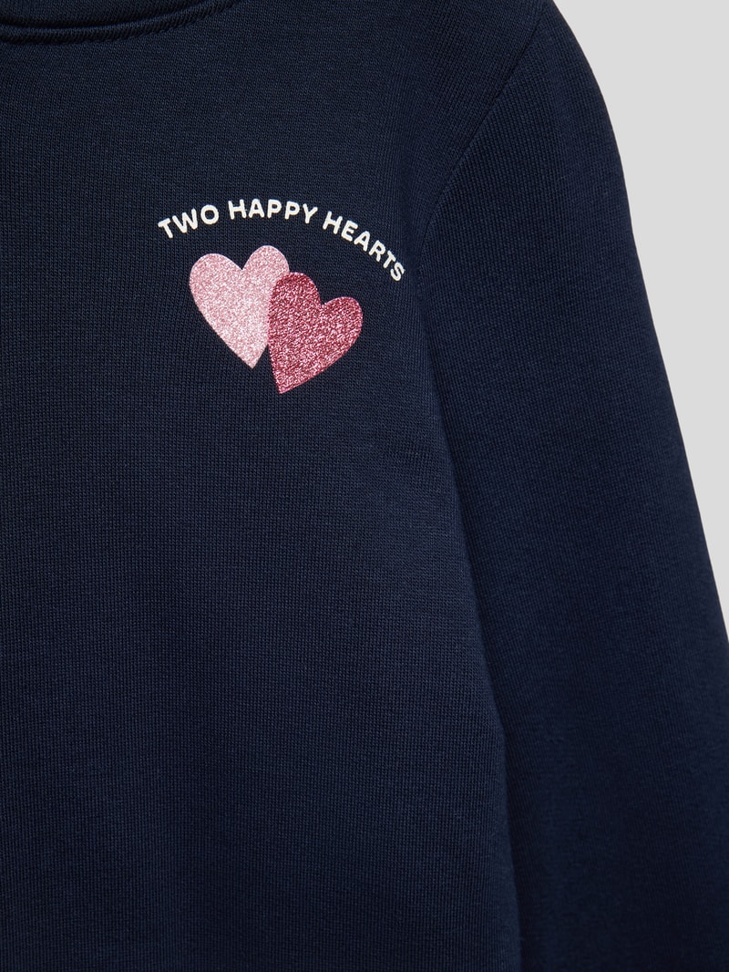 Sweatjacke mit Motiv-Print in marineblau