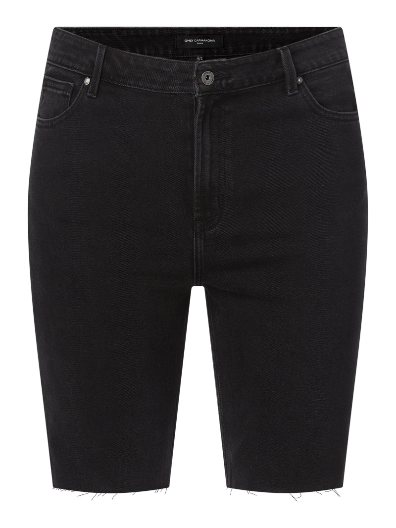 PLUS SIZE High Waist Jeansshorts mit Stretch-Anteil Modell 'Mily' in schwarz