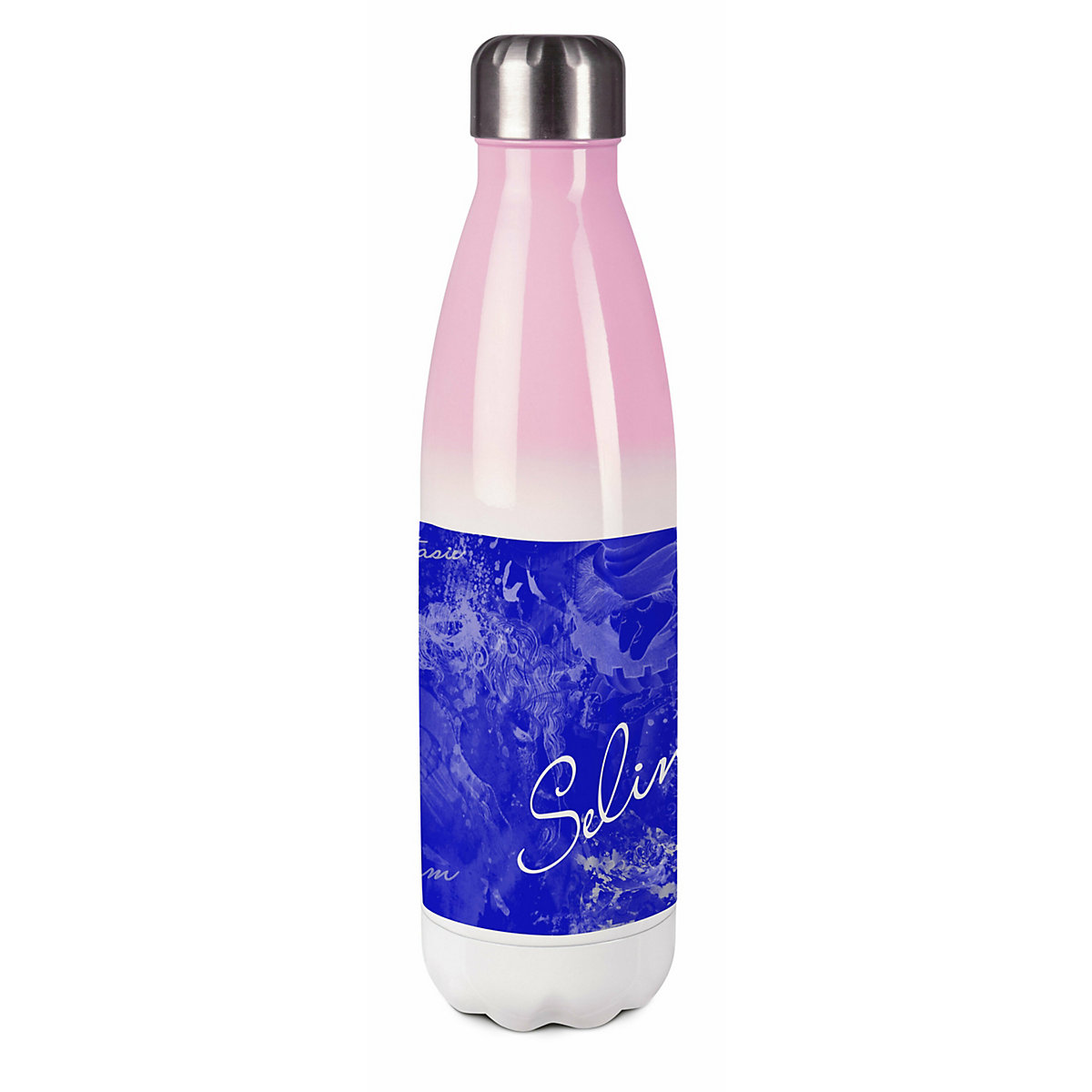 Edelstahl Kinder Thermoflasche / Trinkflasche bunt Traum Farbe blau Spülmaschinenfest, Auslaufsicher, Bruchfest, Doppelwandig, Für Heißgetränke geeignet, Mit Deckel, Isoliert