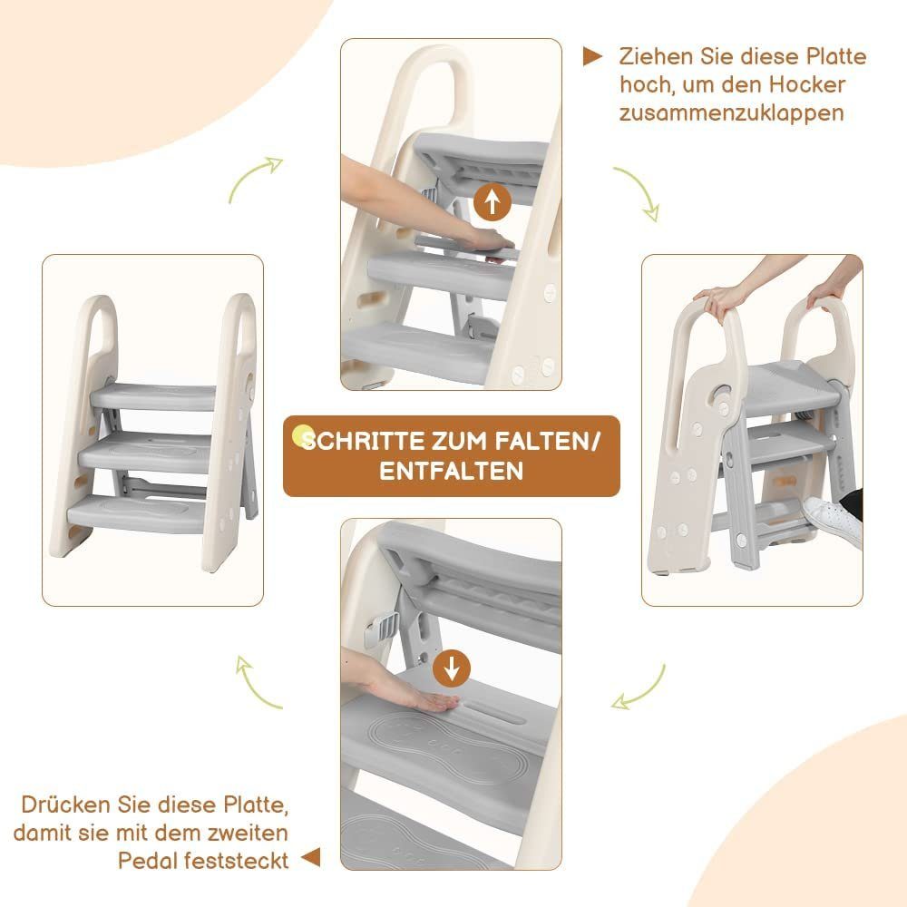 Onasti Baby-Toilettensitz Tritthocker für Kinder 3 Stufen Faltbar