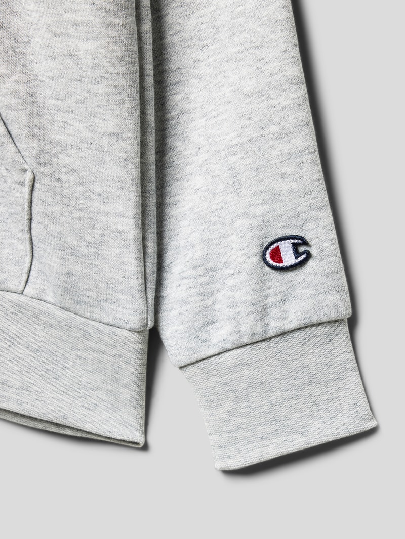 Sweatjacke mit Logo-Print in mittelgrau meliert