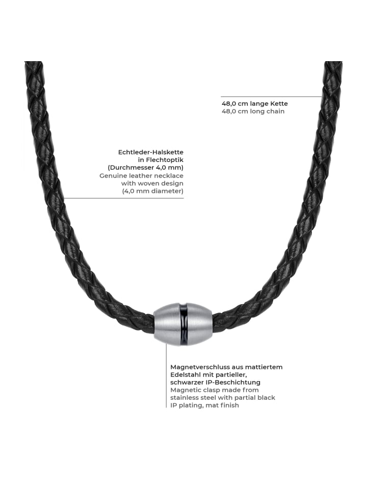 True Rebels Kette Edelstahl in schwarz günstig kaufen 48 cm
