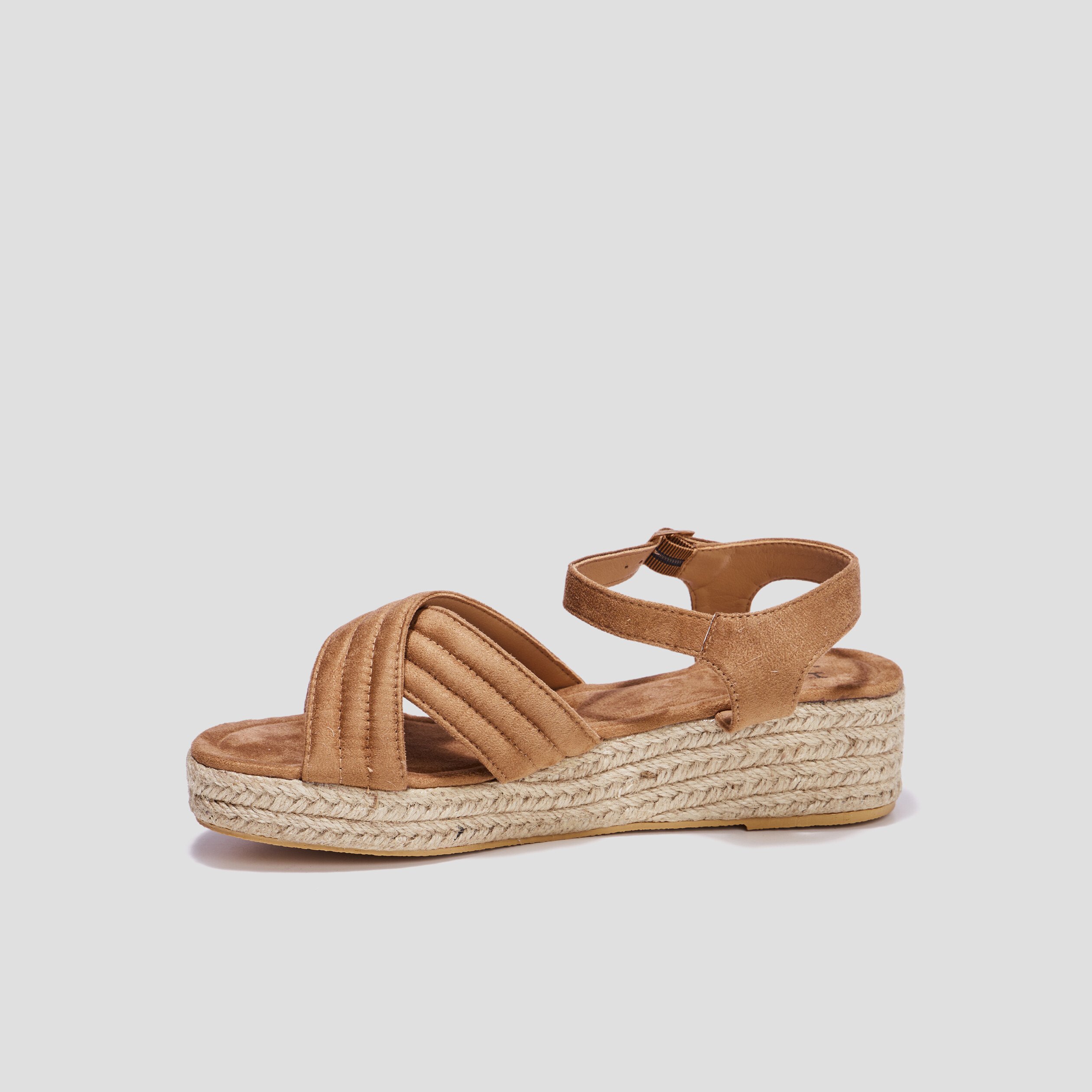 Sandales compensées brides croisées sable femme | La Halle
