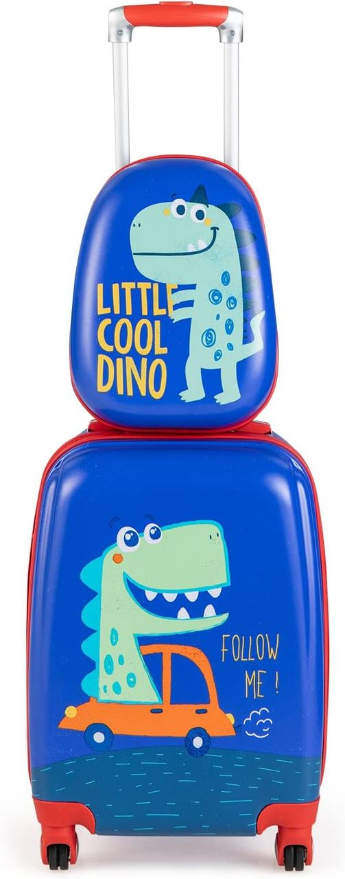 Costway 2tlg Kinderkoffer   Rucksack, Kindertrolley aus Kunststoff