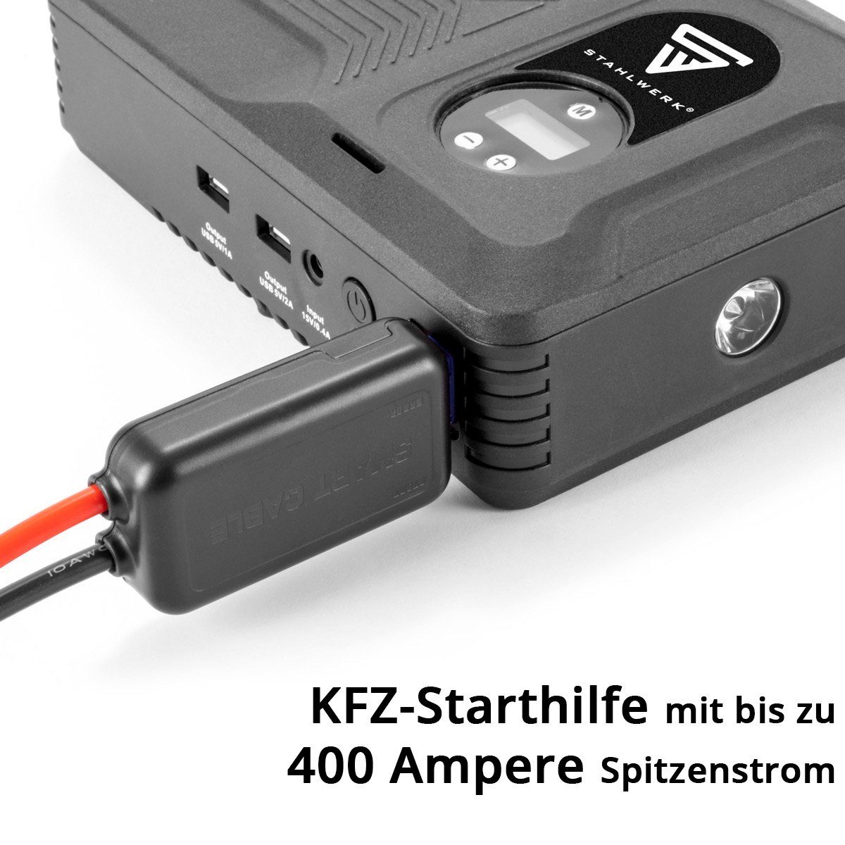 STAHLWERK Multifunktions Powerbank Autostarthilfe PS-1400 ST Autobatterie-Ladegerät (400 mA, Packung, 8-tlg)