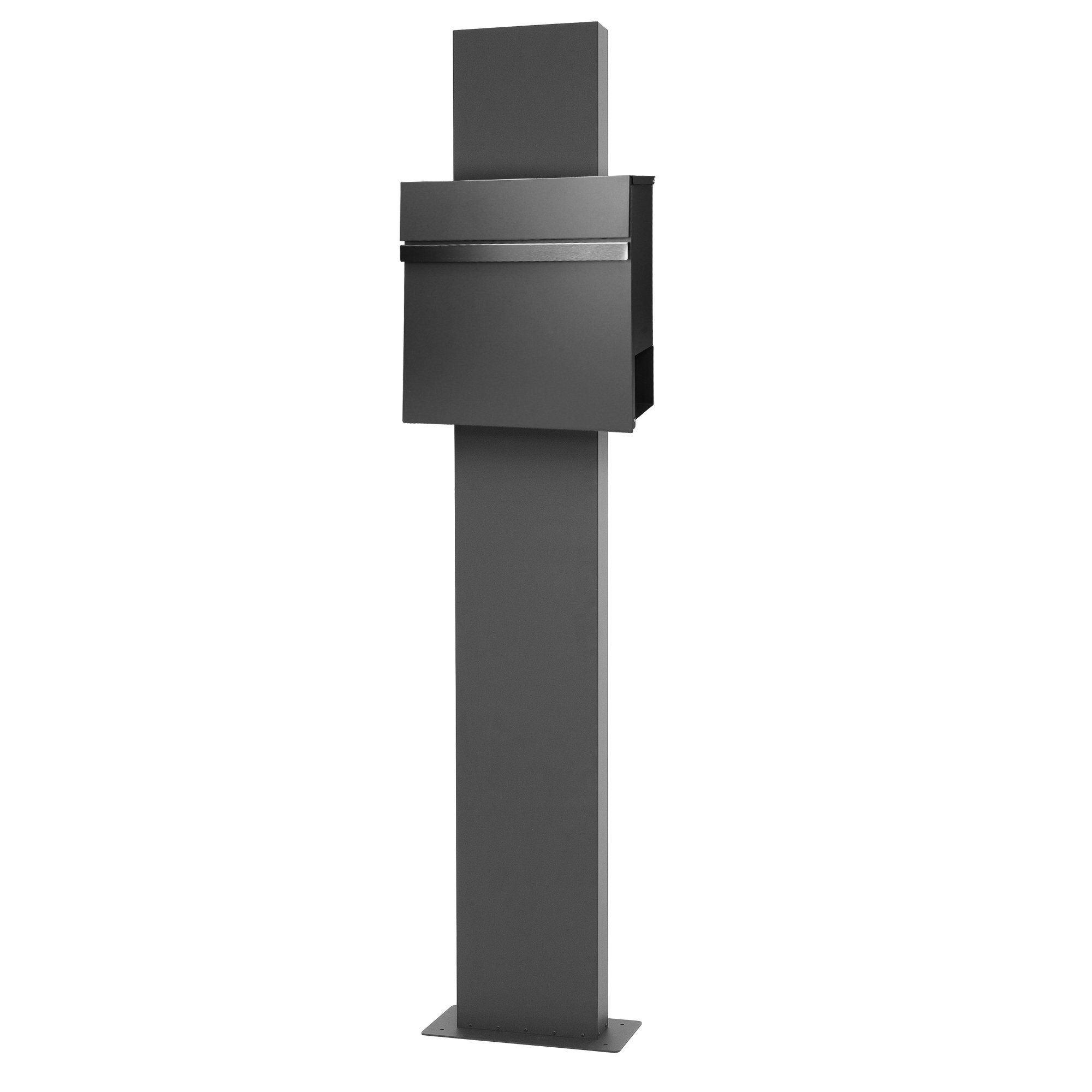 ML-DESIGN Briefkasten Briefkastenständer Wandbriefkasten Standfuß Ständer Halterung, Edelstahl pulverbeschichtet Anthrazit 170cm Freistehend