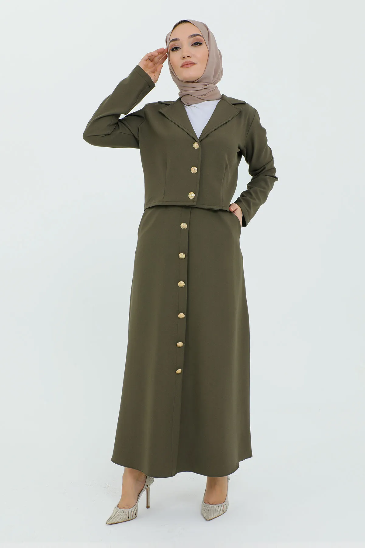 Tesettür Dünyası  Zweiteiler - Khaki - Regular Fit