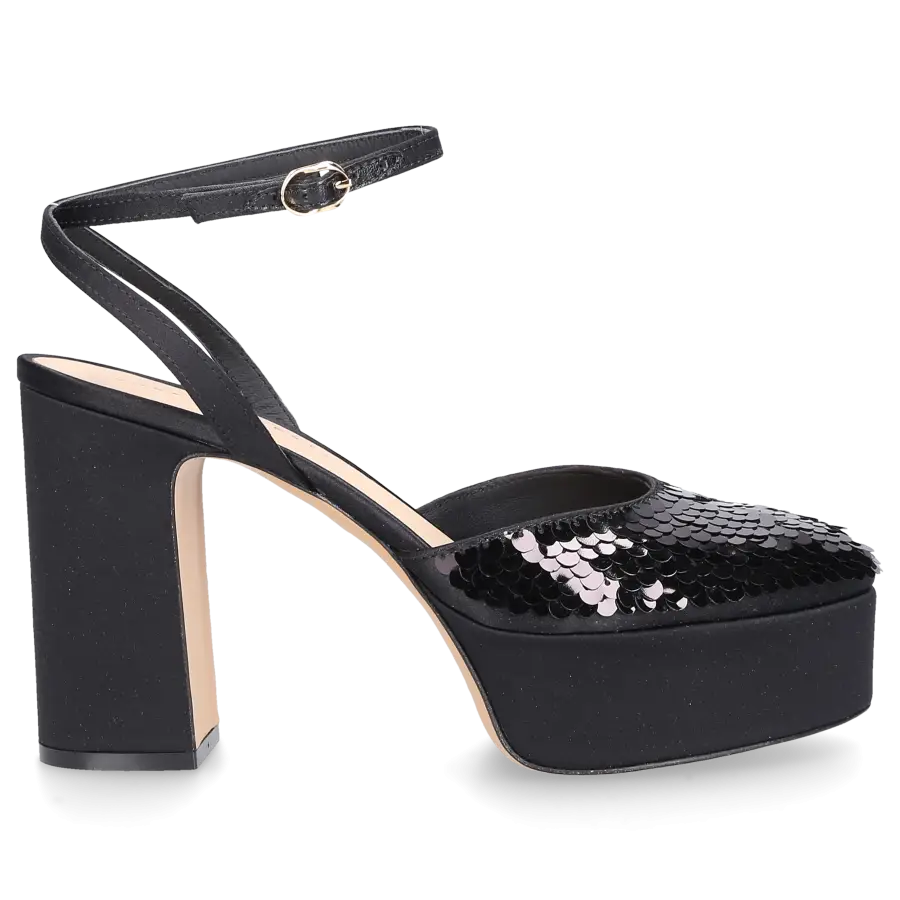 Roberto Festa - Slingpumps LUREX Pailletten Seide - schwarz
