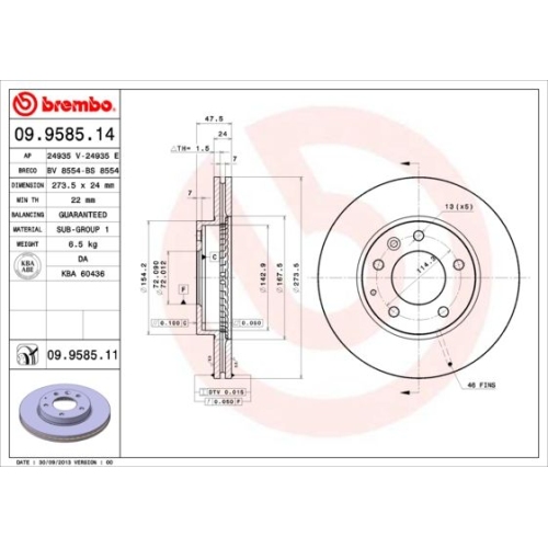 09.9585.11 BREMSSCHEIBE BREMBO VA  VP2 - ATU