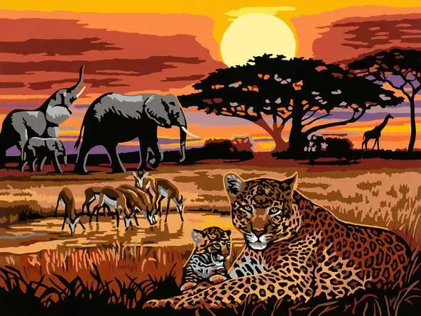 CreArt Savannenlandschaft - Malen nach Zahlen für Erwachsene