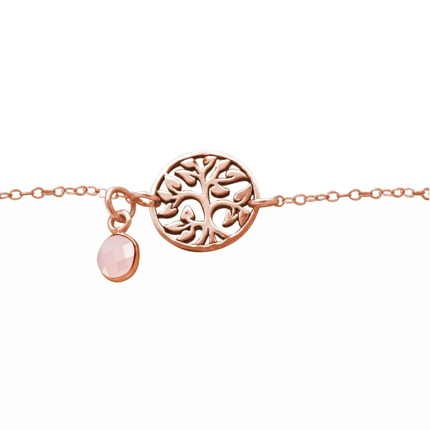 Armband 'YOGA Lebensbaum und Rosenquarz'