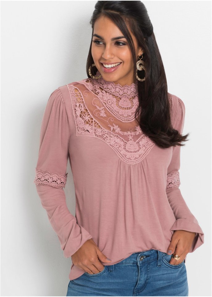 Langarmshirt mit Spitze