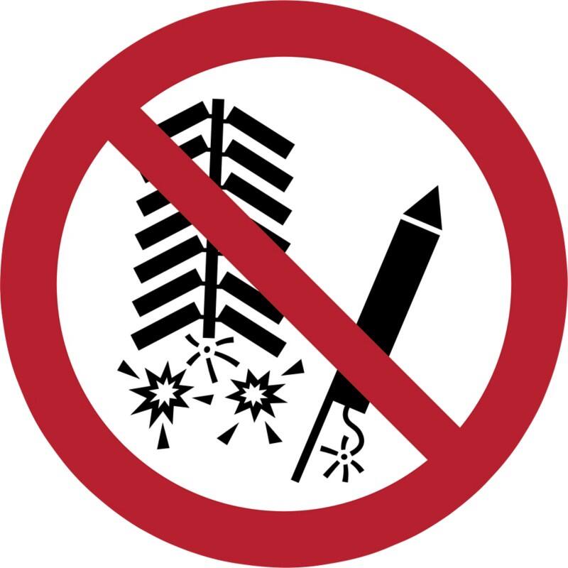 Djois Warnschild Feuerwerk zünden verboten Klebstoff, einschraubbar PP (Polypropylen) 30 (B) x 0,14 (H) cm 3 Stück