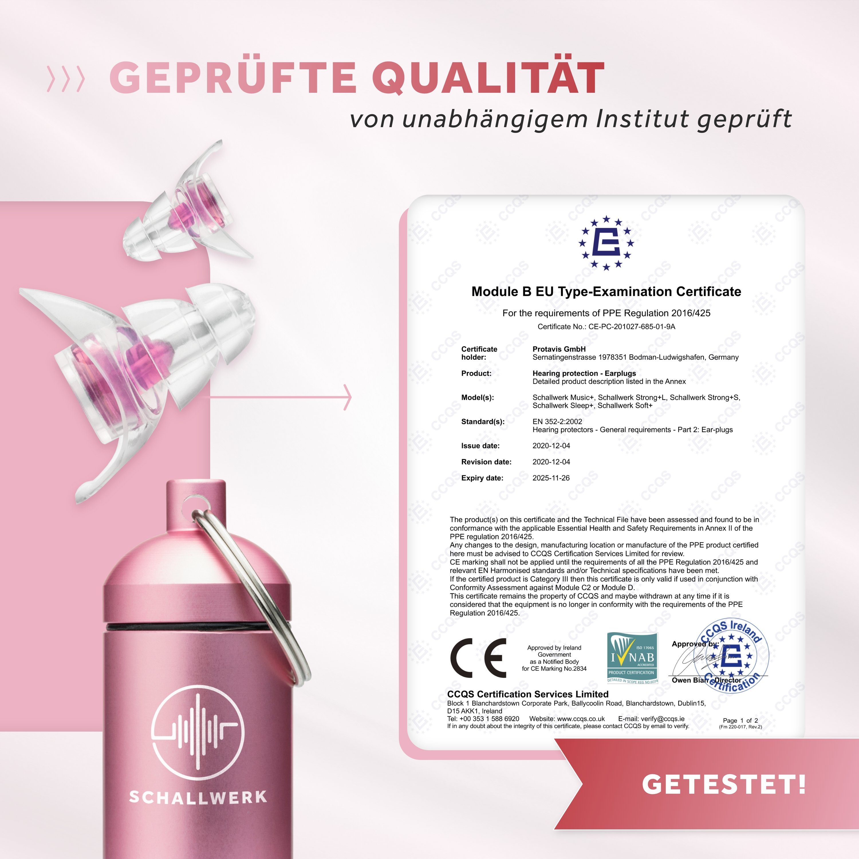 Schallwerk Gehörschutzstöpsel SCHALLWERK ® Women+ Gehörschutz Ohrstöpsel speziell für Frauen