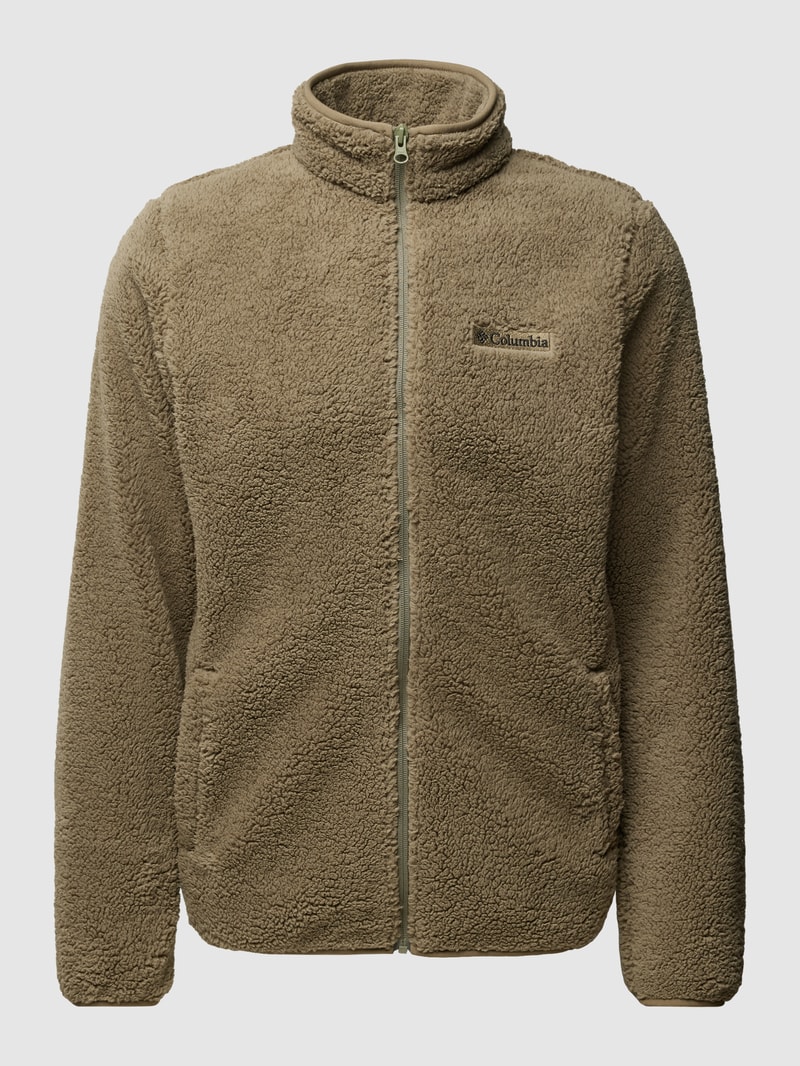 Sweatjacke aus Teddyfell in olivgrün