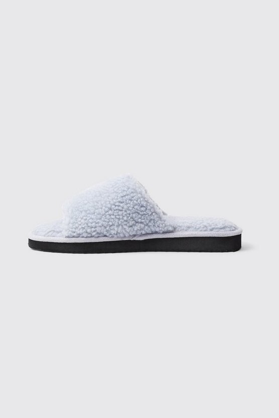 Offene Velour-Hausschuhe