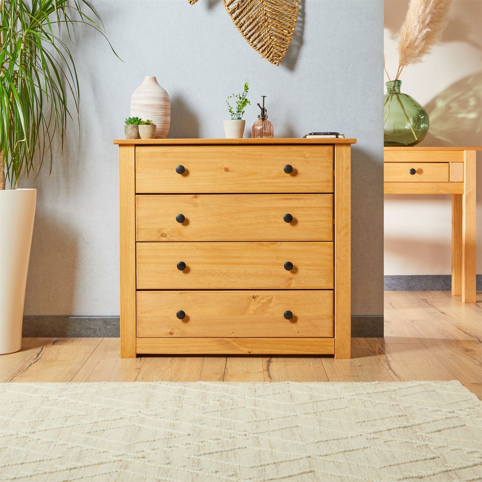 CARO-Möbel Kommode CANCUN, Anrichte Kommode im Landhaus Stil Kiefer massiv Sideboard mit Schublad
