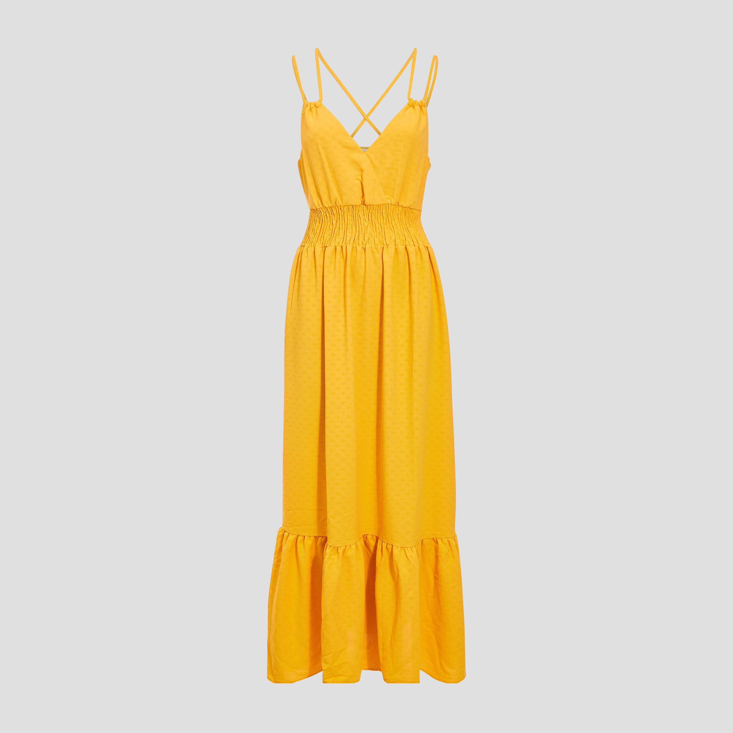 Robe longue évasée jaune foncé femme | Cache Cache