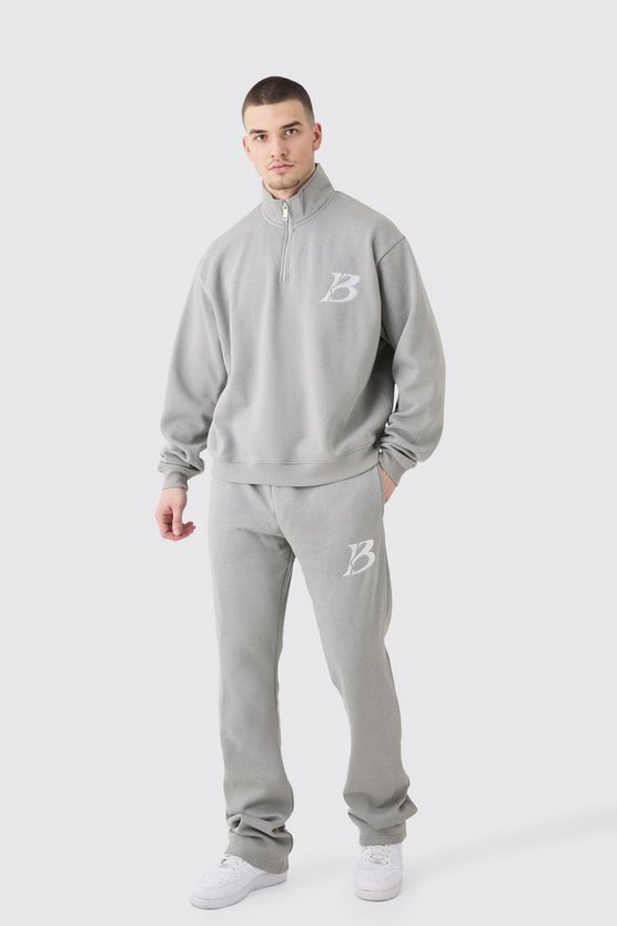 Tall Oversized Boxy B 1/4 Zip Stacked Tracksuit