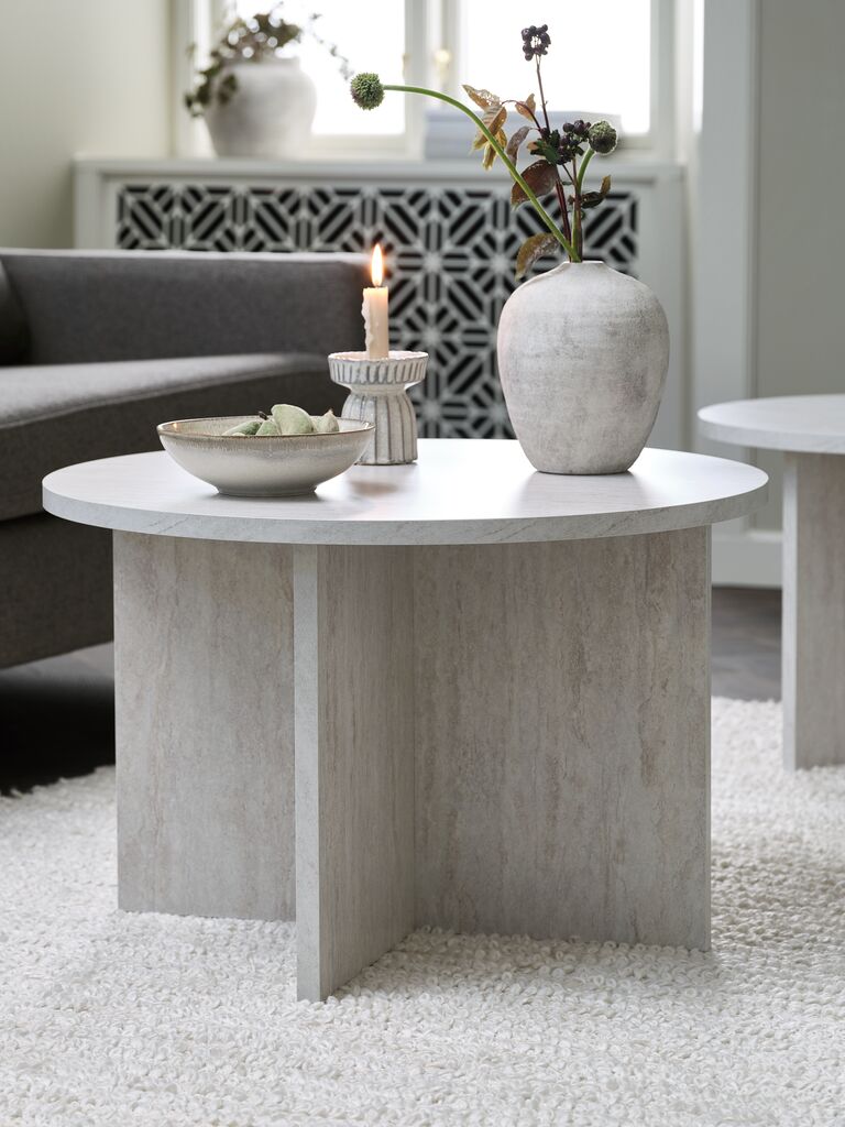 NIELSHAVE Couchtisch NIELSHAVE Ø70 in Travertinfarbe